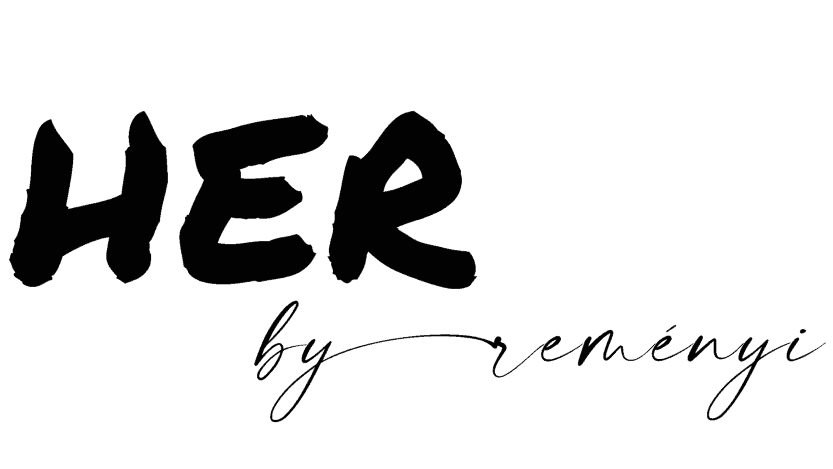 Black text 'HER by reményi' on a white background
